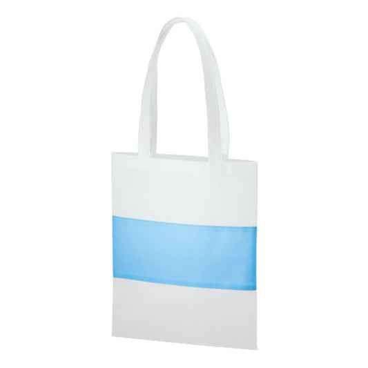 不織布 カラーパネルボーダートート | ノベルティ(小物) | 1枚 | TR-1091 | フロスティブルー