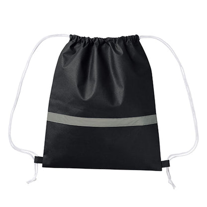 不織布 リフレクター付巾着リュック | ノベルティ(小物) | 1枚 | TR-1093 | ナイトブラック