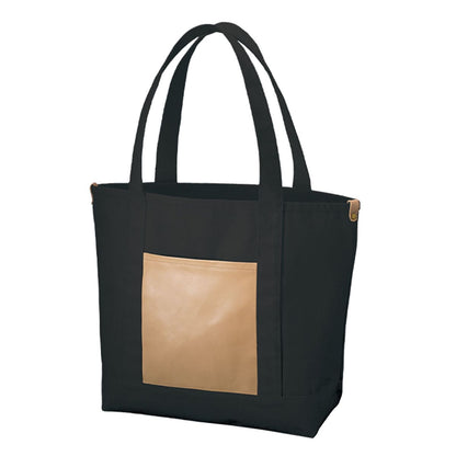 厚手キャンバス レザーポケットトート | ノベルティ(小物) | 1枚 | TR-1149 | ナイトブラック