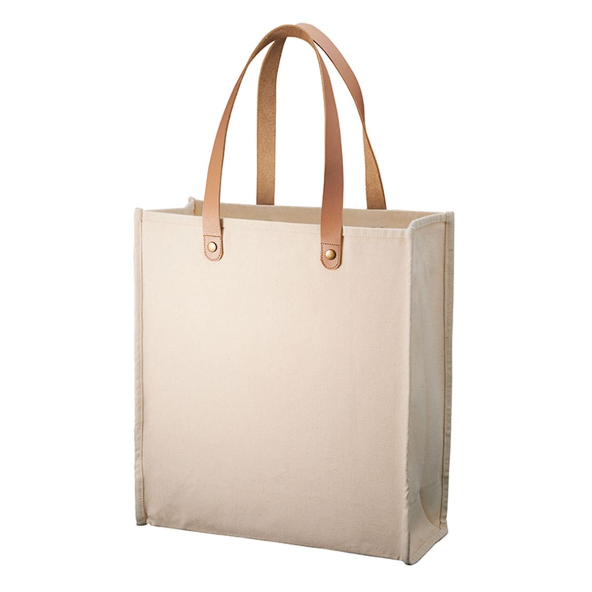 厚手キャンバス レザーハンドルスクエアトート | ノベルティ(小物) | 1枚 | TR-1150 | ナチュラル