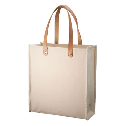 厚手キャンバス レザーハンドルスクエアトート | ノベルティ(小物) | 1枚 | TR-1150 | ナチュラル