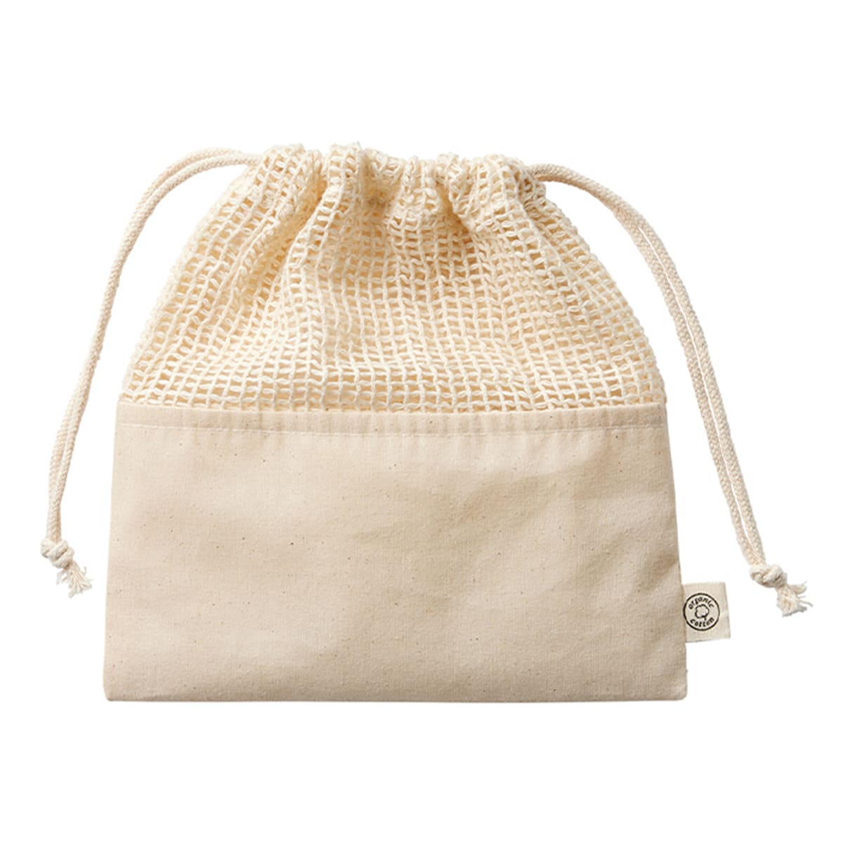 オーガニックコットン ネット巾着（M） | ノベルティ(小物) | 1枚 | TR-1166 | ナチュラル