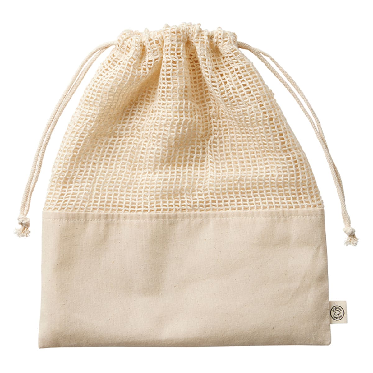 オーガニックコットン ネット巾着（L） | ノベルティ(小物) | 1枚 | TR-1167 | ナチュラル