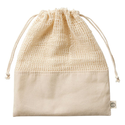オーガニックコットン ネット巾着（L） | ノベルティ(小物) | 1枚 | TR-1167 | ナチュラル