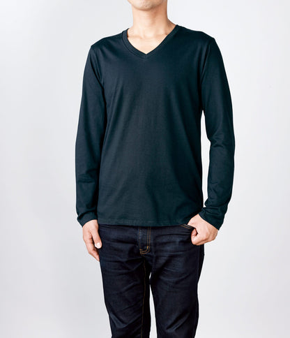 スリムフィット Vネックロングスリーブ Tシャツ | メンズ | 1枚 | SVL-115 | ブラック(SBK)