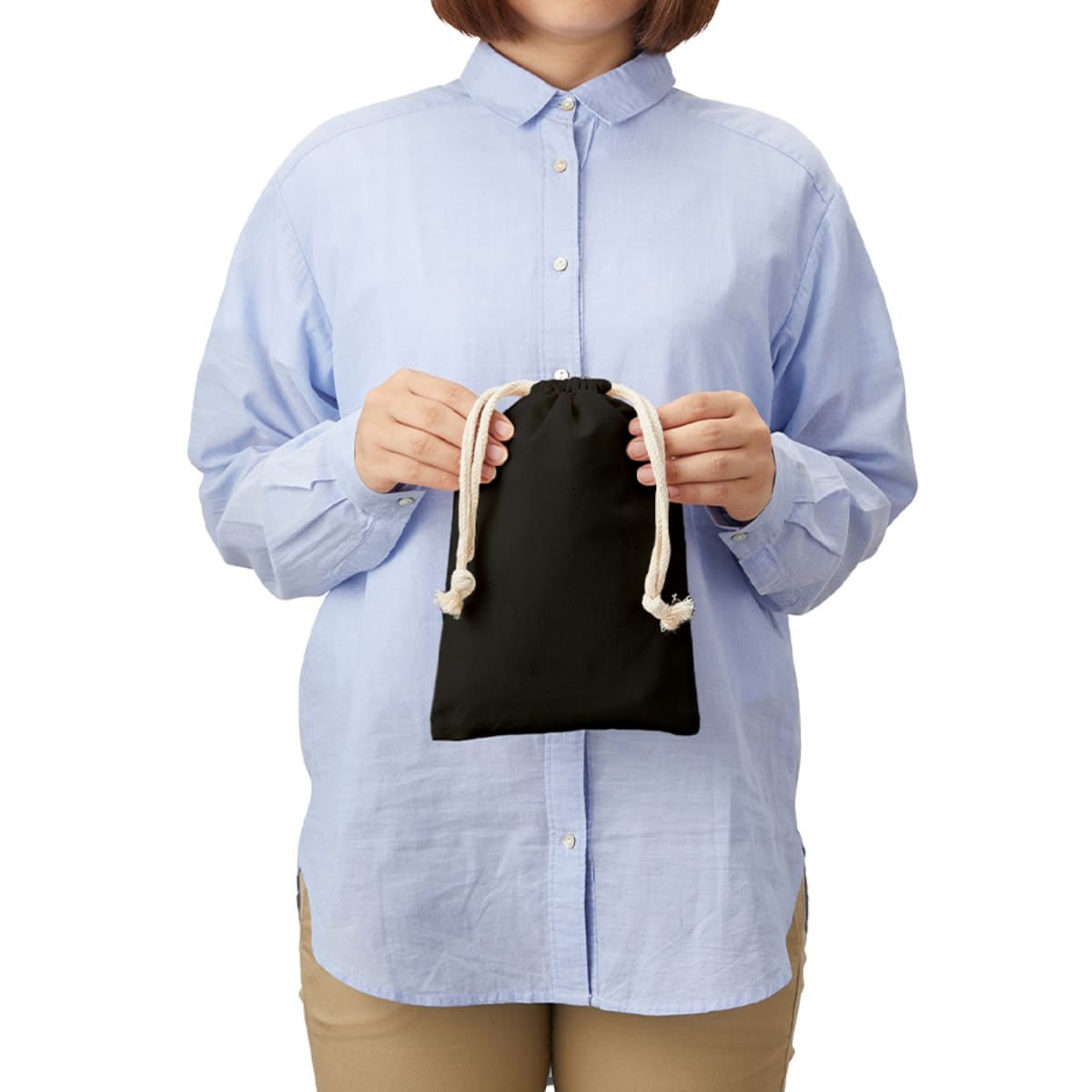 コットン巾着（Ｍ） | ノベルティ(小物) | 1枚 | TR-0293 | ライトブルー