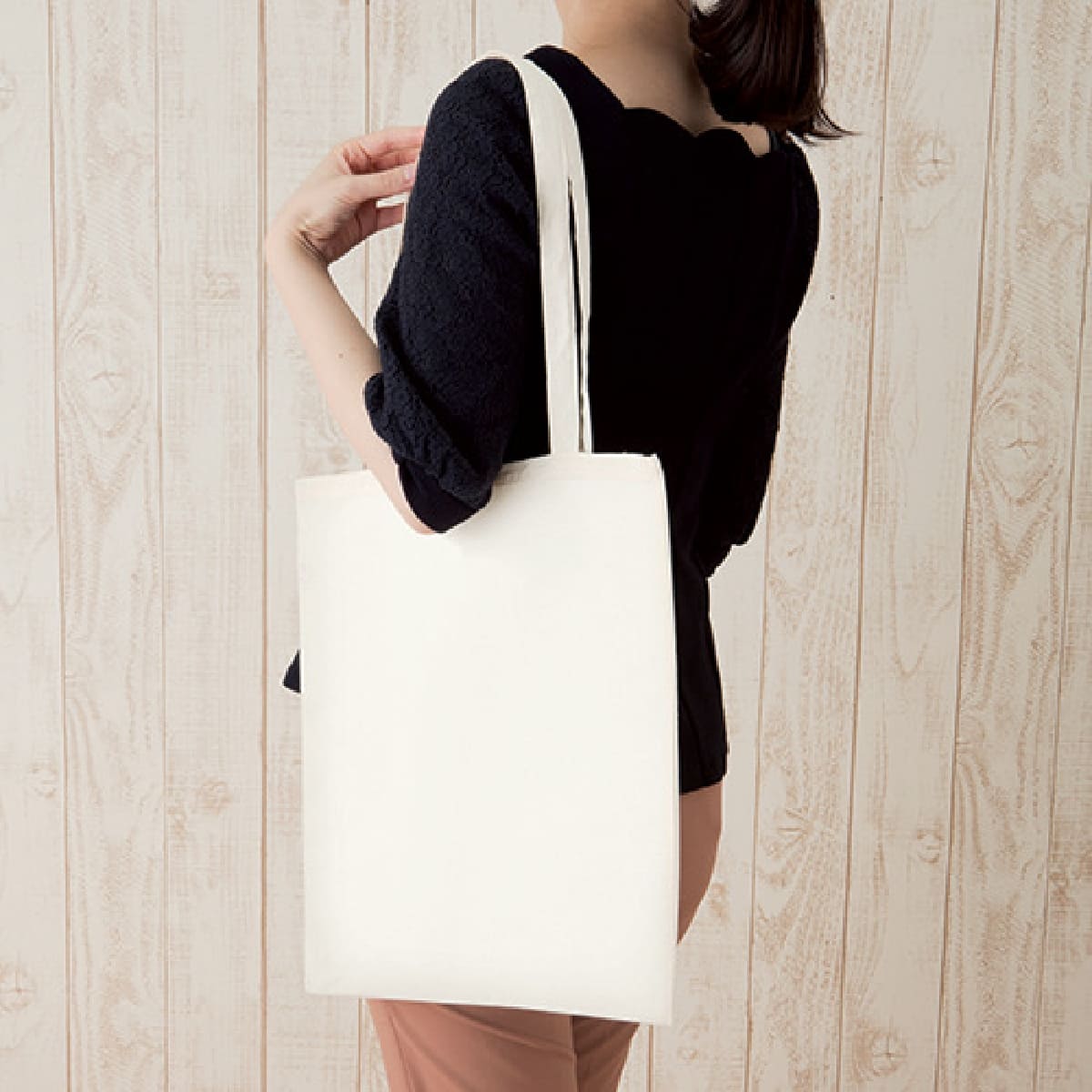 コットンナチュラルショルダートート | ノベルティ(小物) | 1枚 | TR-0407 | ブラック