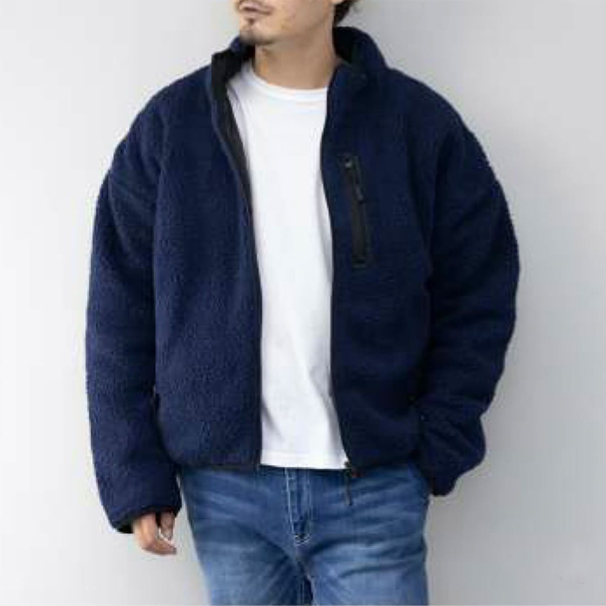 ビッグシルエット中綿ジャケット | メンズ | 1枚 | 23435 | ネイビー×ブラック