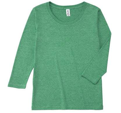 トライブレンド3/4スリーブTシャツ(レディース) | レディース | 1枚 | TBL-117 | ヘザーグリーン