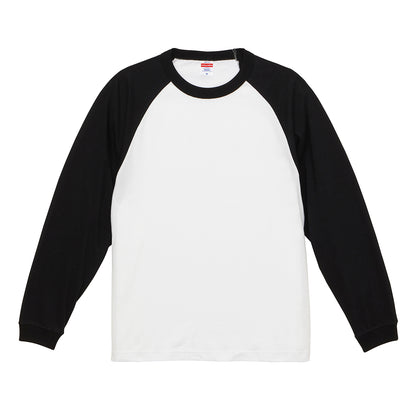 5.6オンス ラグラン ロングスリーブ Tシャツ（1.6インチリブ） | メンズ | 1枚 | 5048-01 | ホワイト/ブラック