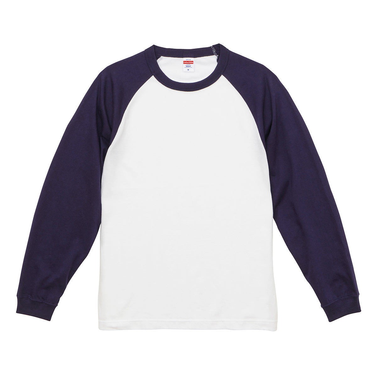 5.6オンス ラグラン ロングスリーブ Tシャツ（1.6インチリブ） | メンズ | 1枚 | 5048-01 | ホワイト/ネイビー