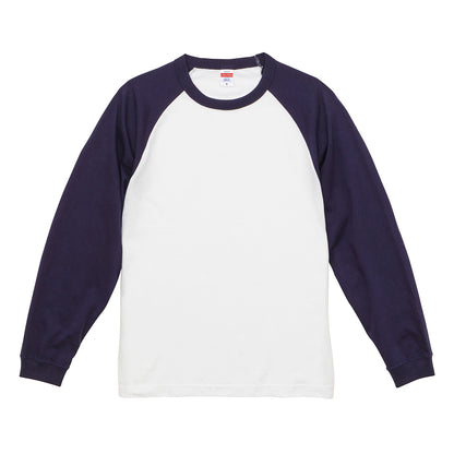 5.6オンス ラグラン ロングスリーブ Tシャツ（1.6インチリブ） | メンズ | 1枚 | 5048-01 | ホワイト/ネイビー