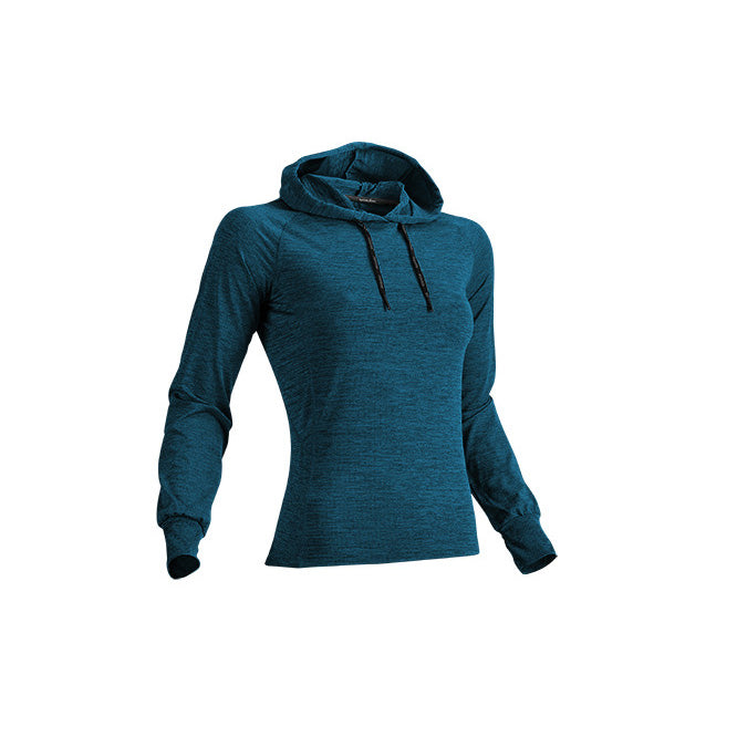 【送料無料】ウィメンズフィットネスフーディロングスリーブシャツ | ユニフォーム | 1枚 | P760 | スウェディッシュブルーミックスブラック