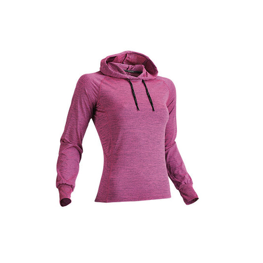 【送料無料】ウィメンズフィットネスフーディロングスリーブシャツ | ユニフォーム | 1枚 | P760 | ピンクカーネーションミックスブラック