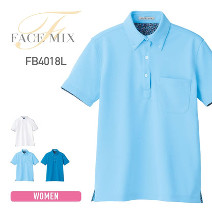 レディス吸汗速乾ポロシャツ（花柄A） | レディース | 1枚 | FB4018L | ブルー