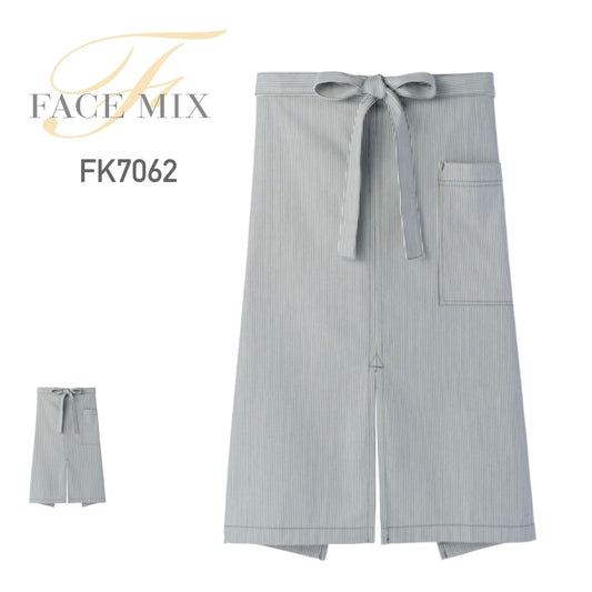 ヒッコリーストライプエプロン | カフェ・飲食店制服 | 1枚 | FK7062 | グレー×ホワイト