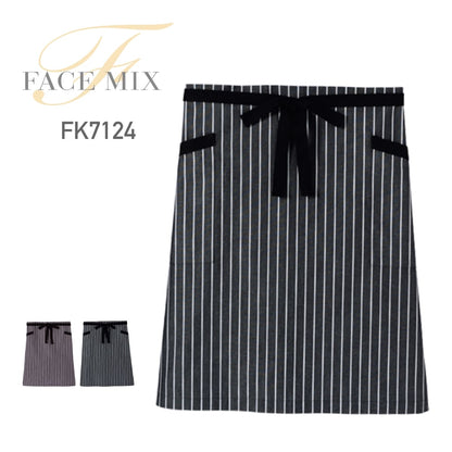 ストライプ柄ロングエプロン | カフェ・飲食店制服 | 1枚 | FK7124 | ブラック