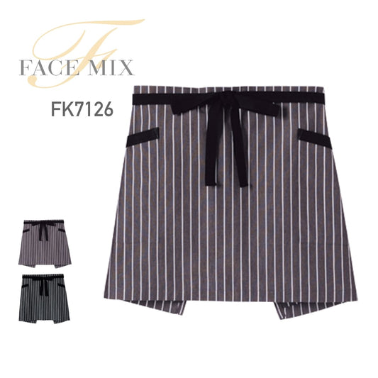 ストライプ柄ショートエプロン | カフェ・飲食店制服 | 1枚 | FK7126 | ブラウン