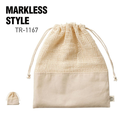 オーガニックコットン ネット巾着（L） | ノベルティ(小物) | 1枚 | TR-1167 | ナチュラル