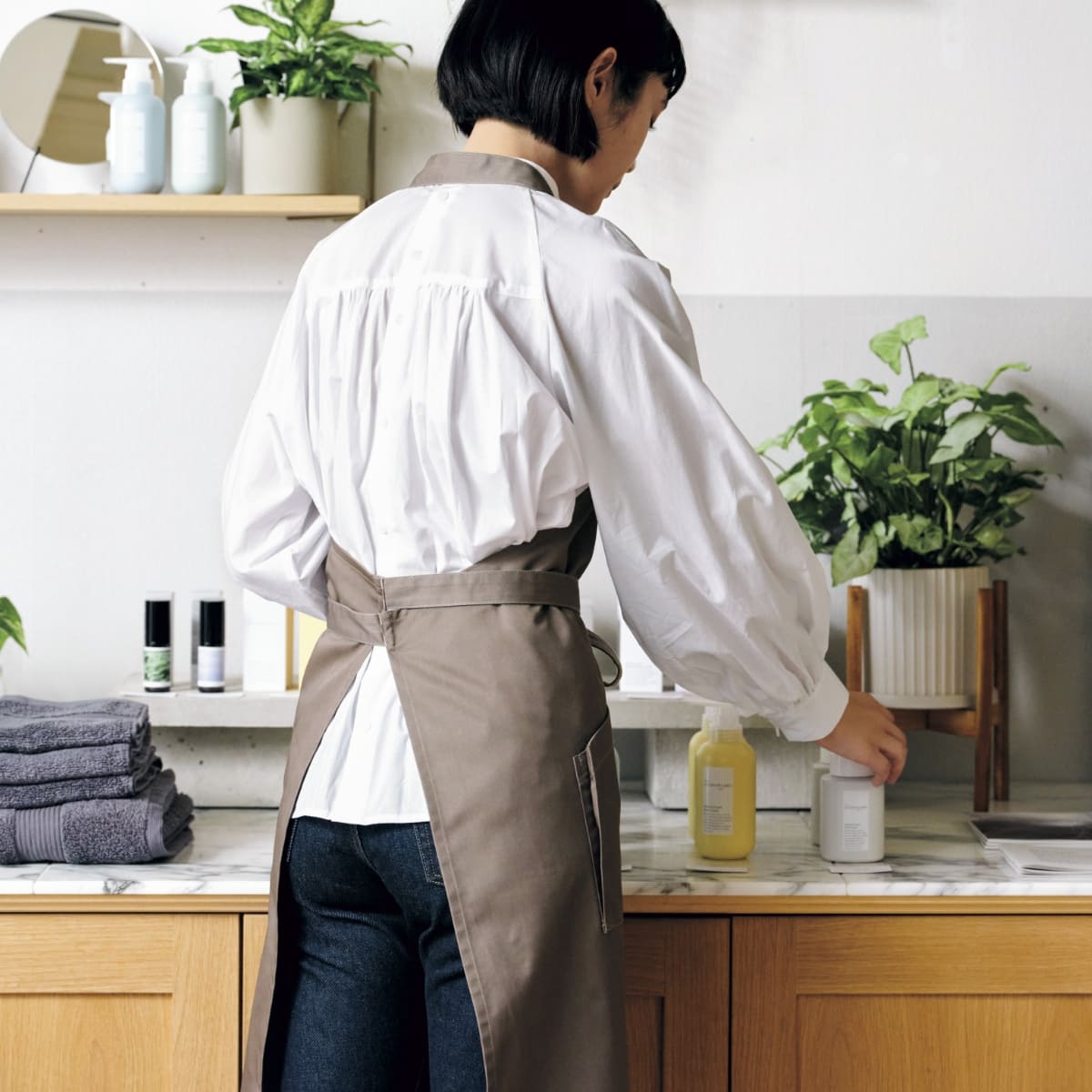 胸当てエプロン | ノベルティ(小物) | 1枚 | FK7193 | ベージュ×カーキ