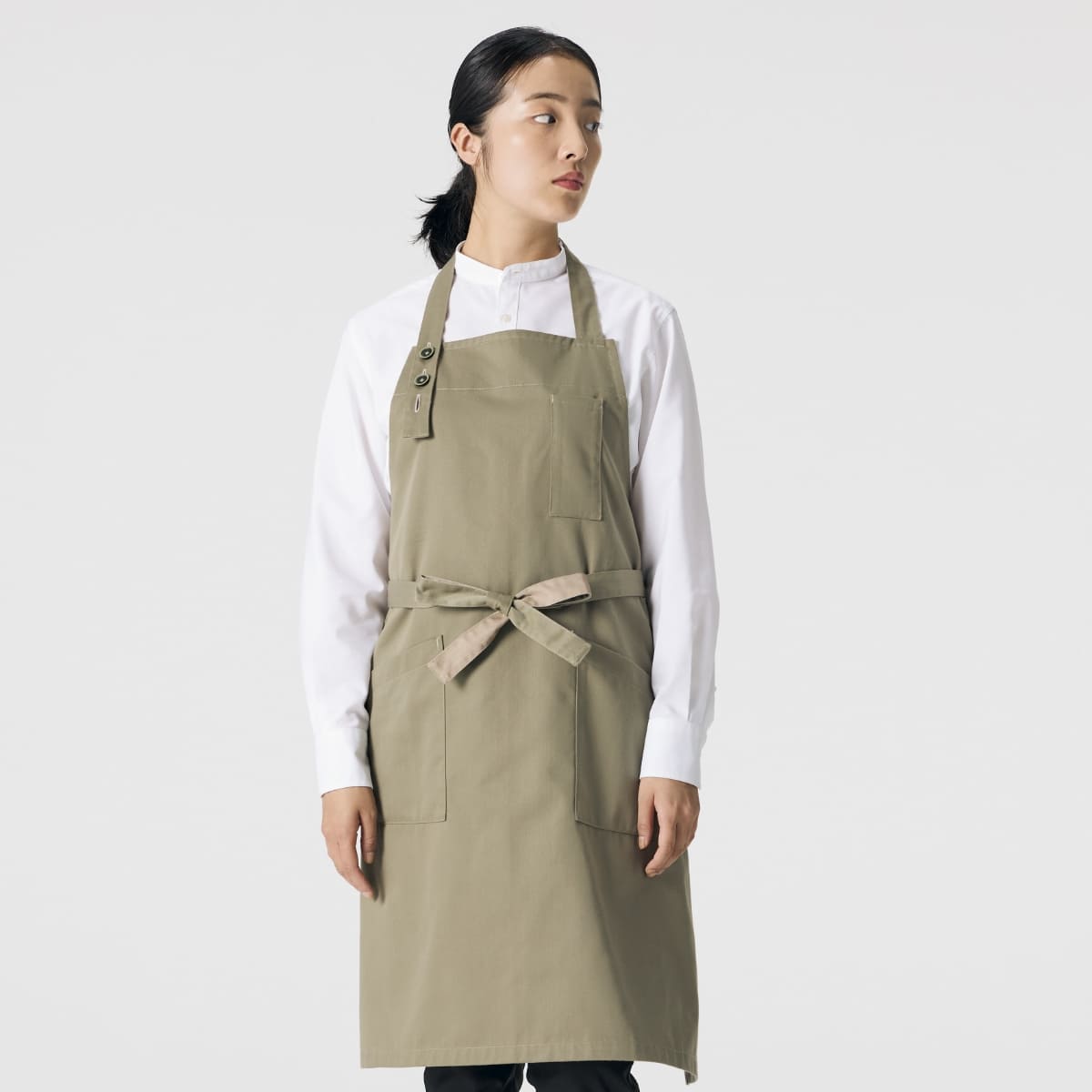 胸当てエプロン | ノベルティ(小物) | 1枚 | FK7193 | ブラウン×カーキ