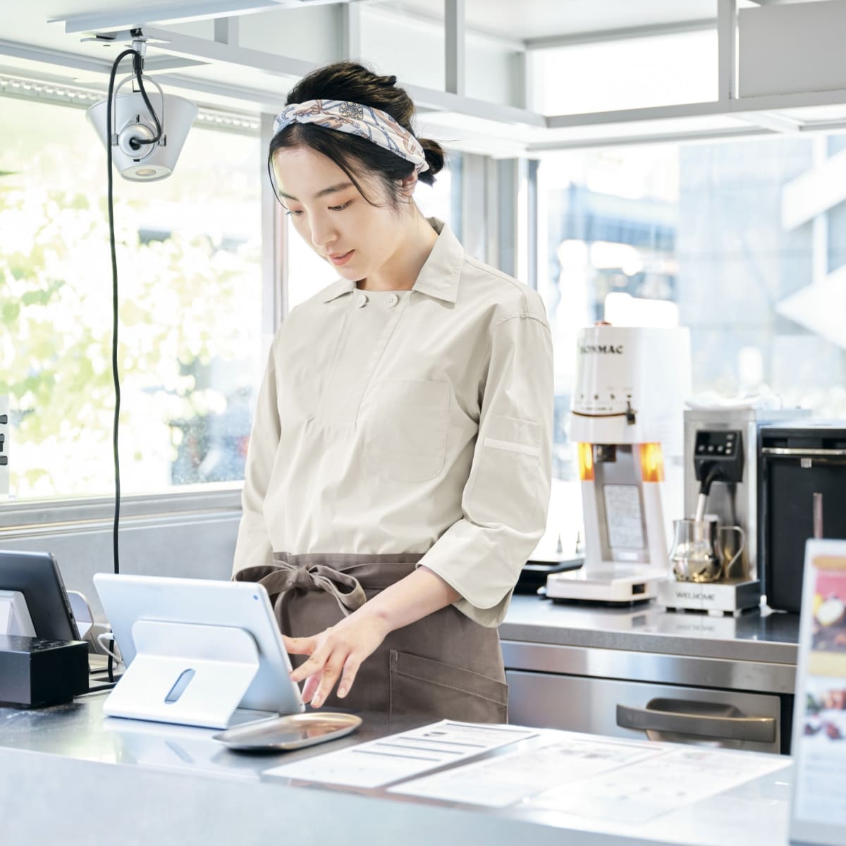 ミドルエプロン | ノベルティ(小物) | 1枚 | FK7194 | カーキ×ベージュ