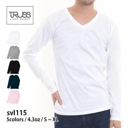 スリムフィット Vネックロングスリーブ Tシャツ | メンズ | 1枚 | SVL-115 | ホワイト