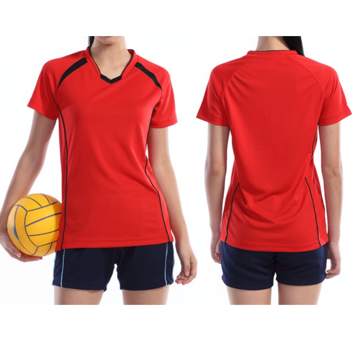 【送料無料】ウィメンズバレーボールシャツ | ユニフォーム | 1枚 | P1620 | レッド×ブラック