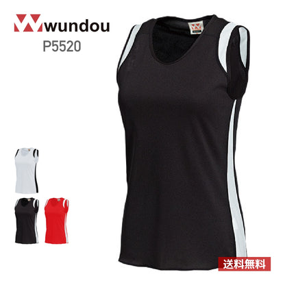 【送料無料】ウィメンズランニングシャツ | ユニフォーム | 1枚 | P5520 | ブラック×ホワイト