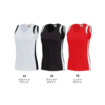 【送料無料】ウィメンズランニングシャツ | ユニフォーム | 1枚 | P5520 | ブラック×ホワイト