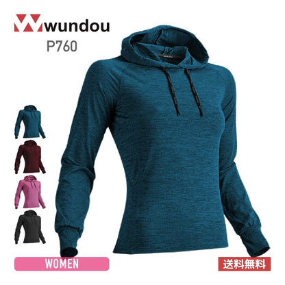 【送料無料】ウィメンズフィットネスフーディロングスリーブシャツ | ユニフォーム | 1枚 | P760 | スウェディッシュブルーミックスブラック