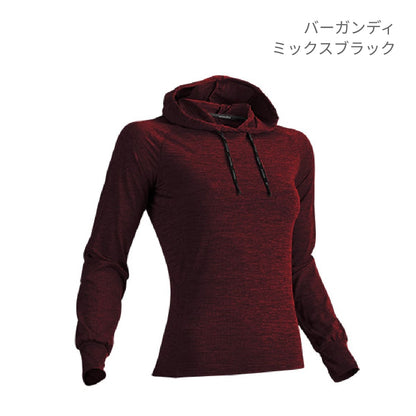 【送料無料】ウィメンズフィットネスフーディロングスリーブシャツ | ユニフォーム | 1枚 | P760 | ピンクカーネーションミックスブラック