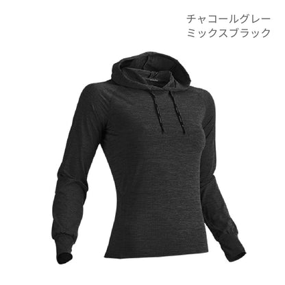 【送料無料】ウィメンズフィットネスフーディロングスリーブシャツ | ユニフォーム | 1枚 | P760 | スウェディッシュブルーミックスブラック